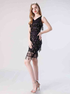 

Juexiuxinniang black sling evening dress female short sexy annual meeting party birthday party dress skirt 9526