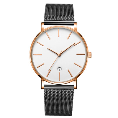 

Gobestart Fashion Simple Simple Casual Calendar Business Net With Strap Mens Watch