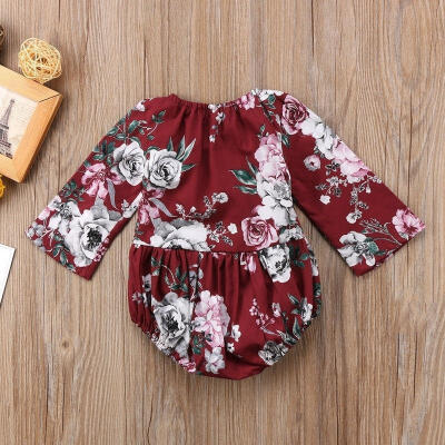 

Fashion Baby Kid Girl Cotton Floral Long Sleeve Bodysuit Jumpsuit Romper Outfits