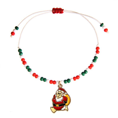 

Christmas Elk Santa Claus Snowflakes Pendant Adjustable Beads Bracelets Bangles For Women Girls Xmas Party Gifts