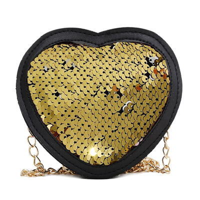

Sequins Heart Shaped Shoulder Handbags Kids Girls Chain Crossbody Bags