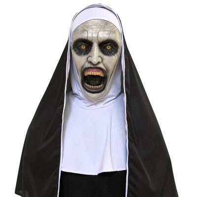 

Siaonvr Cosplay Scary Horrible Nun Mask Melting Face Latex Costume Halloween Masquerade
