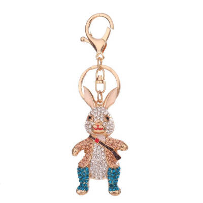 

Crystal Cute Rabbit Shaped Pendant Keychain Rhinestone Animal Key Chain Car Key Buckle Keyring