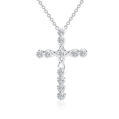 

New Fashion Women Ladies Elegant 925 Sterling Silver Plated Full Diamond Crystal Cross Pendant Necklace Chain Jewelry