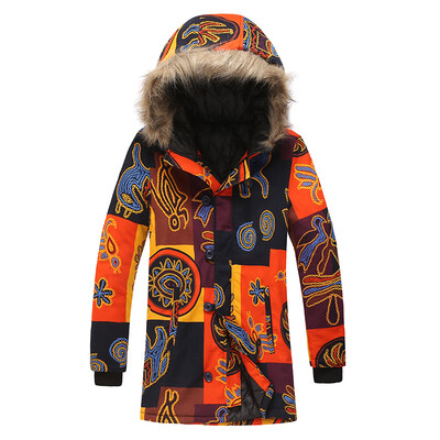 

Fashion Mens Vintage Printed Warm Pocket Hooded Winter Jacket Faux Fur Coat Hot