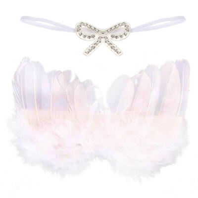 

Newborn Feather Angel Wing Photography Prop with Crystal Headband Set
