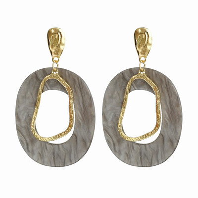 

EK886 Bohemia Round Acrylic Drop Earrings Cold Wind Earrings for Women Gold Color Metal Irregular Resin Earrings Fashion Jewelry