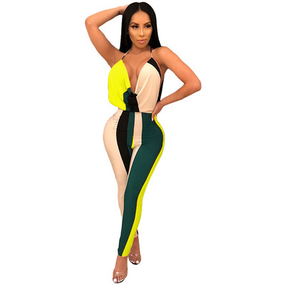 

Starmoon Women Ladys Summer Sexy Backless strapless Striped Print Long Jumpsuit
