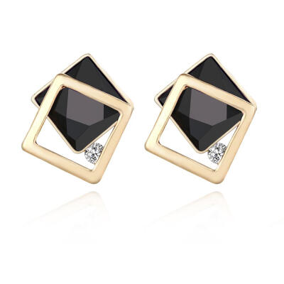 

Korean Hot Bride Wedding Earrings Square Geometric Stud Earrings For Women Rhinestone Earings Fashion Jewelry Brincos Oorbellen