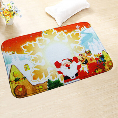 

Siaonvr Thick Flannel Christmas Print Carpet Mats Household Bathroom Mat Bedroom Mat