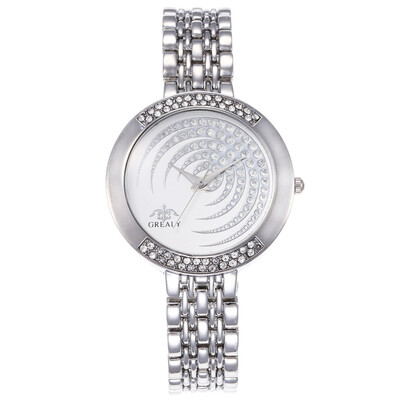 

Womens full diamond fashion alloy set creative dial steel belt casual wrist watch female models