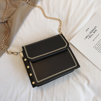 

French niche green bag female foreign gas 2019 new Korean version of the wild single shoulder slung fashion chain small square bag