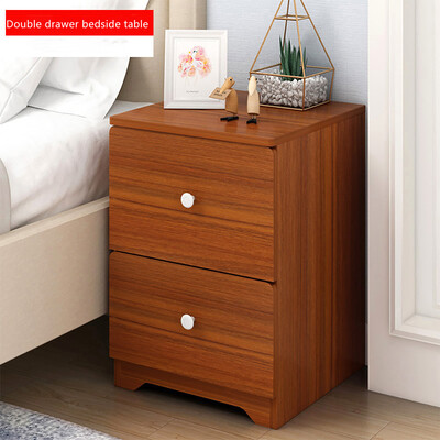 

Siaonvr Assemble Storage Cabinet Bedroom Bedside Locker Double Drawer Nightstand