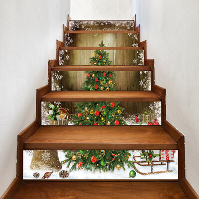 

Tailored Christmas 3D Simulation stair stickers Waterproof Wall Stickers DIY Home Decor