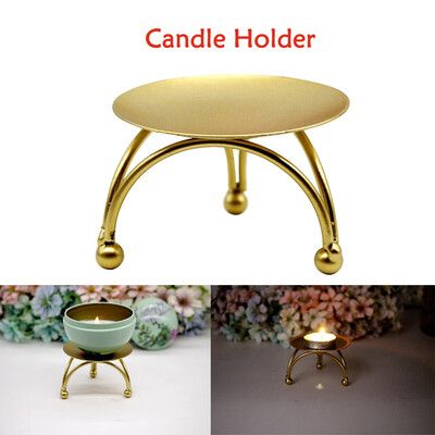 

Gobestart Iron Candle Holder Round Table Golden Candlestick for Party Wedding Ornament 1pc