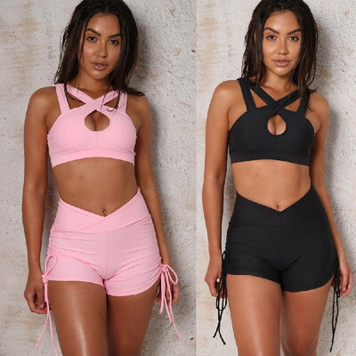 

Europe&the United States explosion models WISH hot sale casual suit sexy backless wrapped chest strap casual suit ZC3041 Pink
