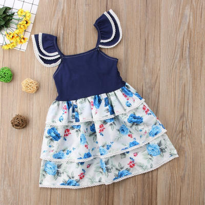 

Kids Baby Girls Floral Sundress Pageant Party Layered Summer Dress Dresses 6M-5T