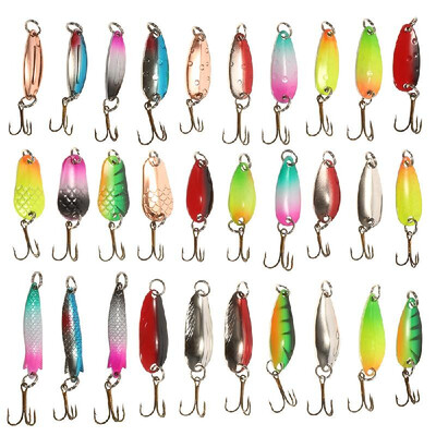 

Lixada 31 PCS Fishing Lure Set Spinner Hard Bait Spoon Lure Metal Treble Hook Artificial Fishing Spinnerbait Fishing Tool Tackle