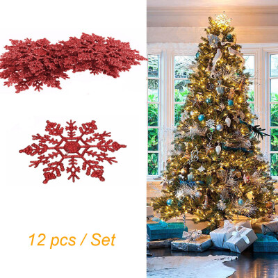 

〖Follure〗12Pcsset Glitter Snowflakes Christmas Decorations Xmas Tree Hanging Ornaments