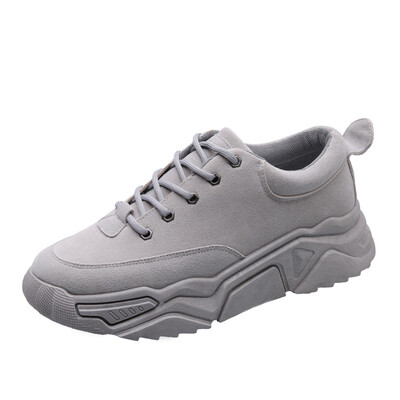 

Increased canvas shoes&suede solid color sneakers in thick soles