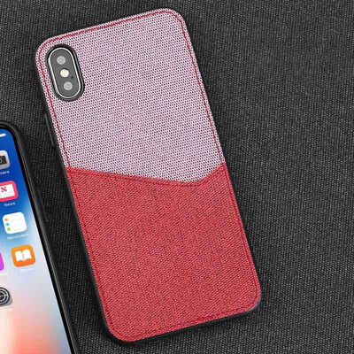 

Leather phone case iPhone5 6 7 8s plus protective shell canvas stitching card all-inclusive for x xs max xr phone case