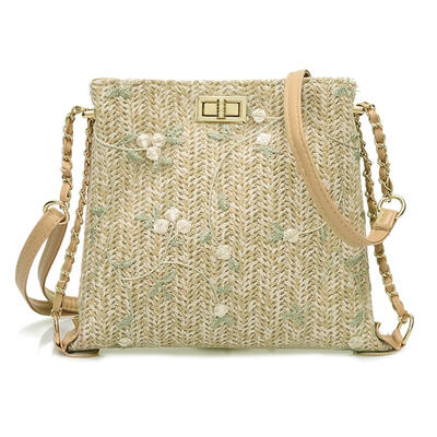 

Straw Shoulder Crossbody Messenger Bags Ladies Fresh Flower Women Handbags