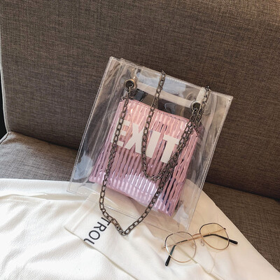 

Tailored Women Transparent Bag New Jelly Square Bag Messenger Bag Student Bag Travel Bag