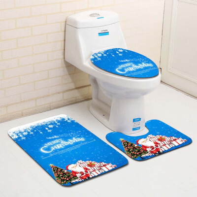 

〖Follure〗3PCS Fancy Santa Toilet Seat Cover&Rug Bathroom Set Christmas Decor