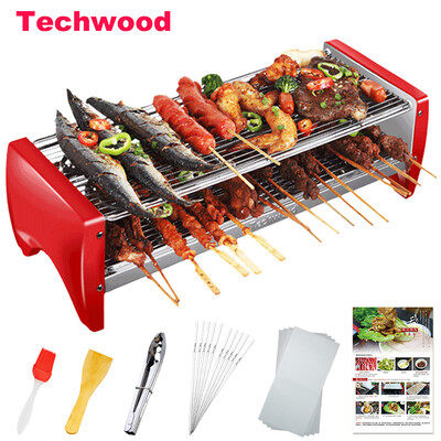 

Techwood GR-108 Double Layer Electric Barbecue Grill Pan Basic Type For 3-5 People