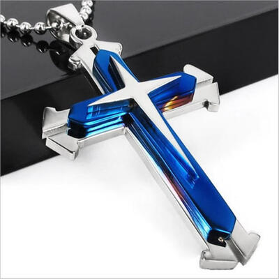 

Hot Selling Unisex Men Stainless Steel Cross Pendant Necklace Chain Fashion Jewelry Kimisohand
