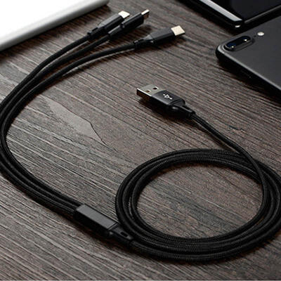 

3 IN 1 Type C 8Pin Micro USB Cable For IPhone 8 X 7 6 6S Plus IOS 10 9 8 Samsung Nokia USB Fast Charging Cables Cord