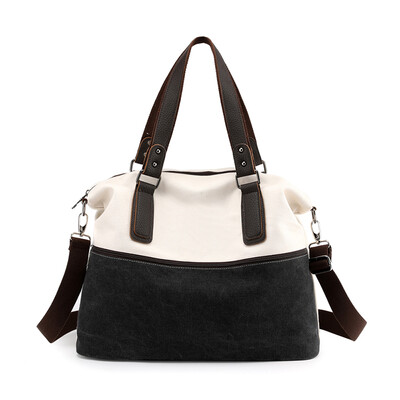 

Korean version of large canvas shoulder bag womens bags retro color large capacity Joker portable slung womens bags
