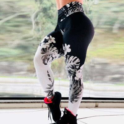 

Ebay Amazon Wish ink flowers digital print Slim high waist sports yoga pants leggings Ink