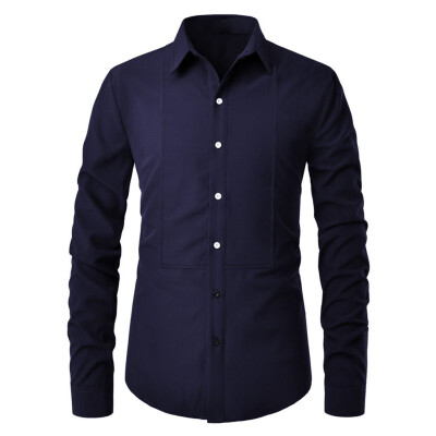 

Toponeto Men Striped Splicing Pocket Long Sleeve Shirt Fashion Long Sleeve Blouse Top