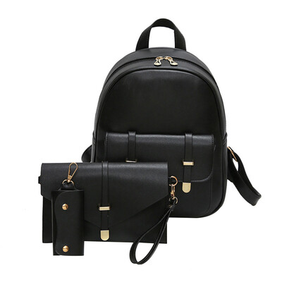 

3pcs Women PU Leather Backpack School Bag Shoulder Bag Card Holder Purse