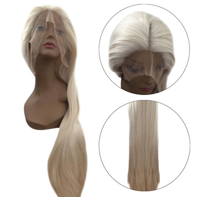

〖Follure〗Lace High Temperature Fiber Long Straight Blonde Synthetic Lace Front Wig
