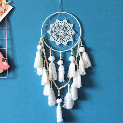 

Handmade Macrame Wall Hanging Dream Catcher Large Natural Dreamcatcher White US