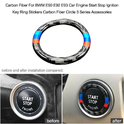 

Carbon Fiber Key Ring Sticker For BWM E90 E92 E93 Car Engine Start Stop Ignition Key Ring Stickers Carbon Fiber Circle 3 Series A