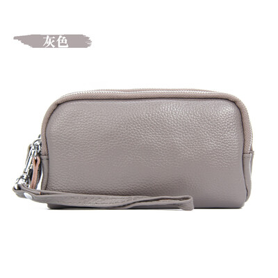 

The first layer of cowhide 2019 new three-layer ladies clutch bag long wallet multi-function lychee leather phone bag