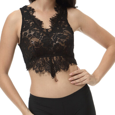 

Toponeto Women Black Elastic Lace Underwear Sexy Deep V-neck Leisure Perspective Lingerie