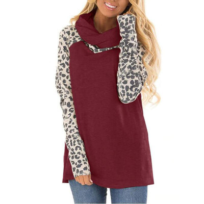 

Women Leopard Sweater O Neck Knit Tops Autumn Winter Pullover Loose Knitwear