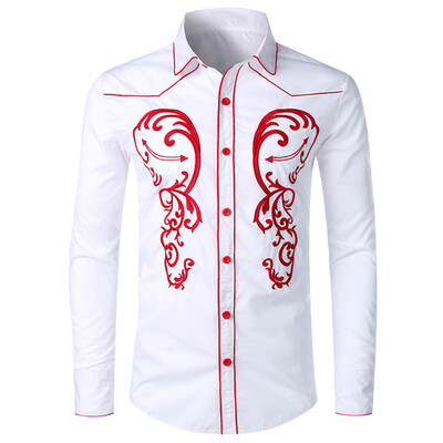 

Tailored Mens Autumn Winter Casual Embroidery Pullover Long Sleeved T-shirt Top Blouse