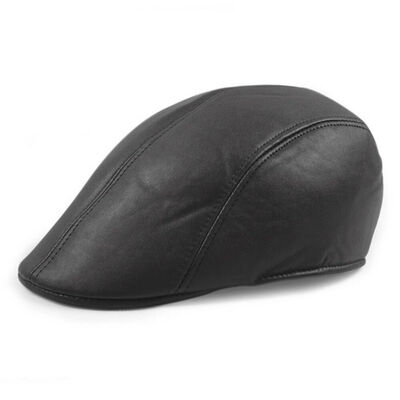 

Vintage Mens Leather Flat Ivy Caps Newsboy gatsby Bonnet Cabbie Biker Beret Hat