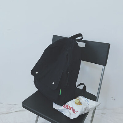 

2018 Shoulder Bag Girl Korean version of campus college studentsschoolbag ins canvas antique feeling simple girl
