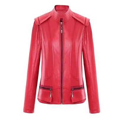 

Autumn Women PU Faux Leather Jacket Gothic Zippers Long Sleeve Slim Coat