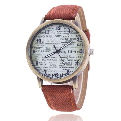 

Retro canvas simple garble straps graffiti watches Korean denim personality male&female students couple table