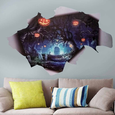

Toponeto Halloween Pumpkin 3D Broken Wall Sticker Floor Vinyl Removable Decal Home Decor