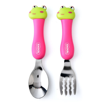 

Toponeto Food Material Cartoon Cutlery Suit Student Stainless Steel Tableware Animal Fork