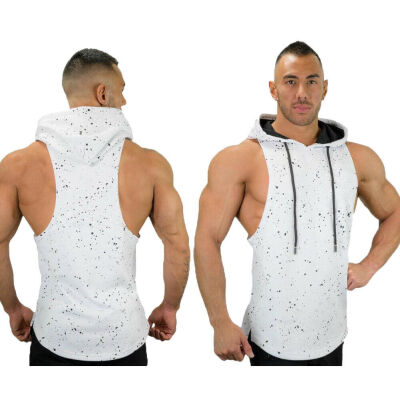 

SUNSIOM Mens Bodybuilding Stringer Workout Gym Hoodie Tank Top Fitness Hooded Shirt Vest