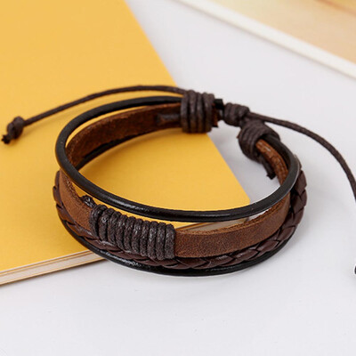 

Braided Leather Bracelets & Bangles Multilevel Leather Bracelets Men 2018 Male Bracelets Bangles Jewelry Boyfriend Best Gift